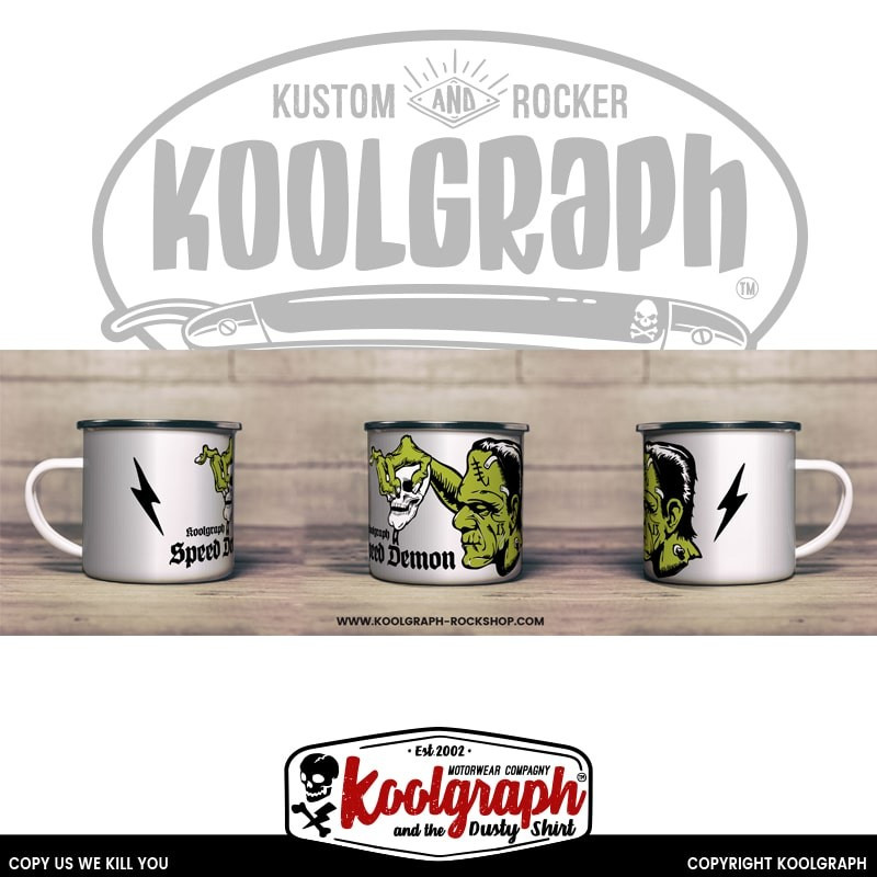 mug emaille vintage kustom kulture koolgraph frankenstein dead end