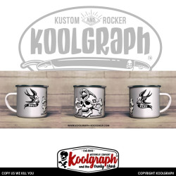 mug emaille vintage kustom kulture koolgraph skull rocker