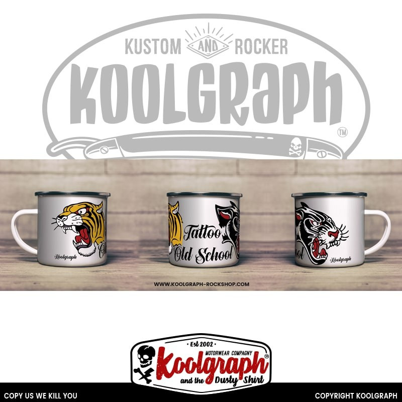 mug emaille vintage kustom kulture koolgraph Ttattoo panthers tiger