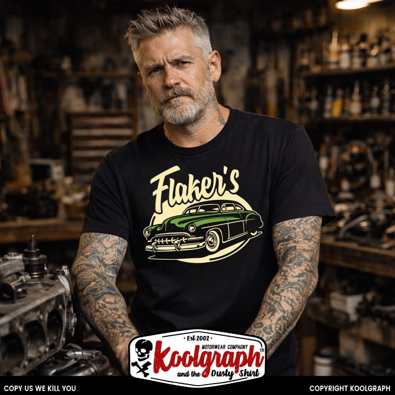 tshirt koolgraph kustom kulture rockabilly cafe race hot rod speed shop metalflake