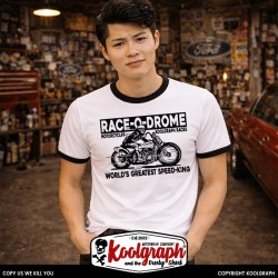 tshirt bicolor koolgraph kustom kulture rockabilly cafe race hot rod  marlon brando racer Race o Drome Motorcycles
