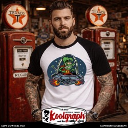 tshirt baseball koolgraph kustom kulture rockabilly cafe race hot rod rat fink flying saucer