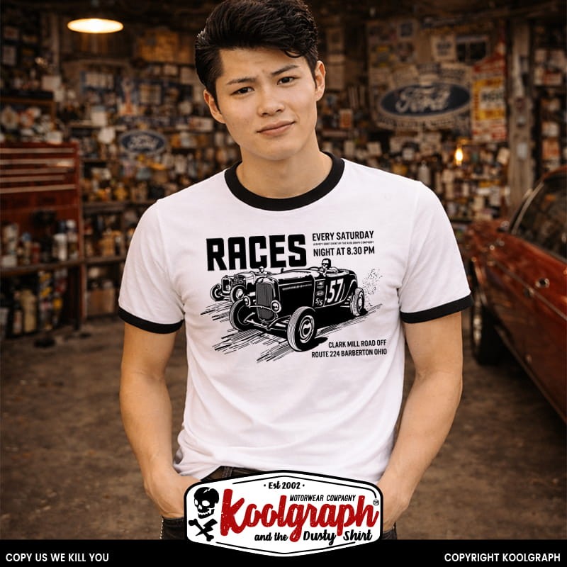tshirt bicolor koolgraph kustom kulture rockabilly cafe race hot rod  marlon brando racer