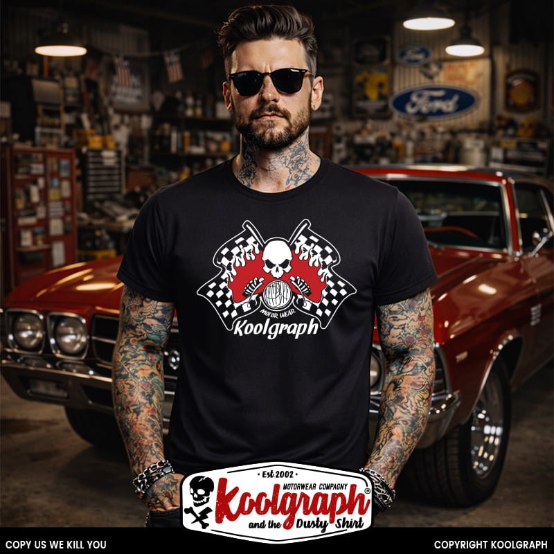 tshirt koolgraph kustom kulture rockabilly cafe race hot rod skull