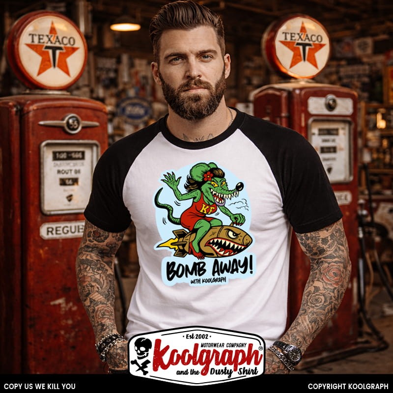 tshirt baseball koolgraph kustom kulture rockabilly cafe race hot rod miss rat fink