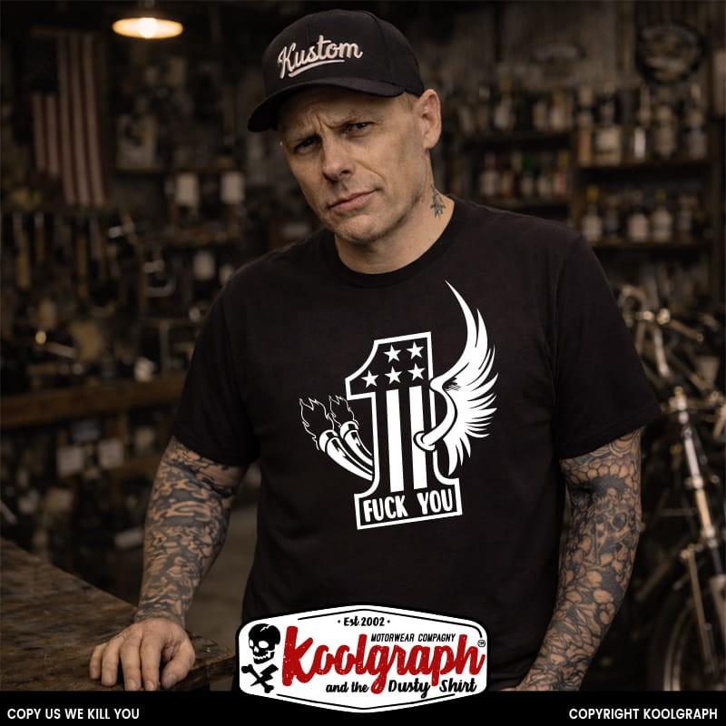 tshirt koolgraph kustom kulture rockabilly cafe race hot rod one fuck you usa