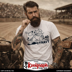tshirt koolgraph kustom kulture rockabilly cafe race hot rod navy cat mechanic