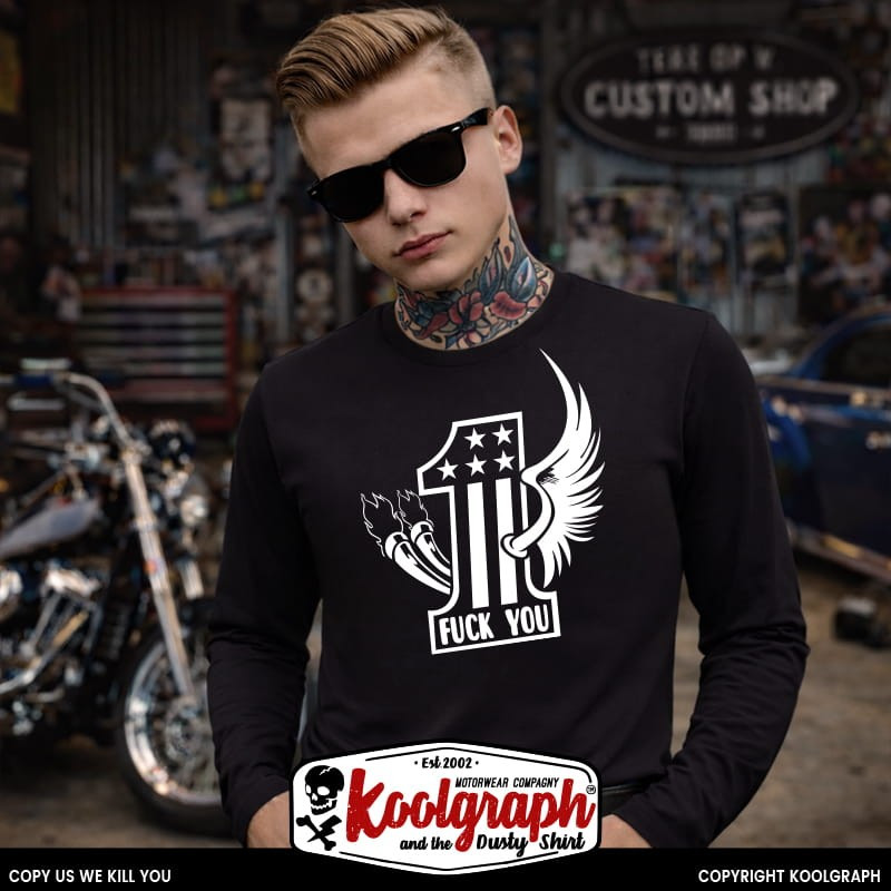 tshirt koolgraph kustom kulture rockabilly cafe race hot rod one fuck you usa