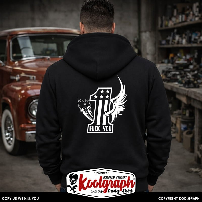 sweat capuche koolgraph kustom kulture rockabilly cafe race hot rod one usa fuck you