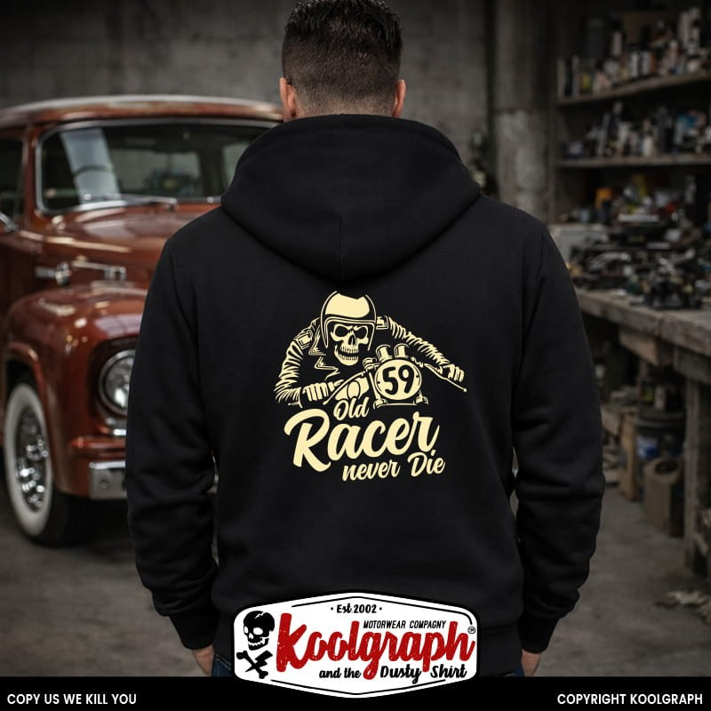 sweat capuche koolgraph kustom kulture rockabilly cafe race hot rod  old racer never die motorcycles