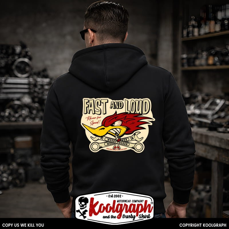 une veste capuche zippée koolgraph kustom kulture rockabilly cafe race hot rod woody wood fucker
