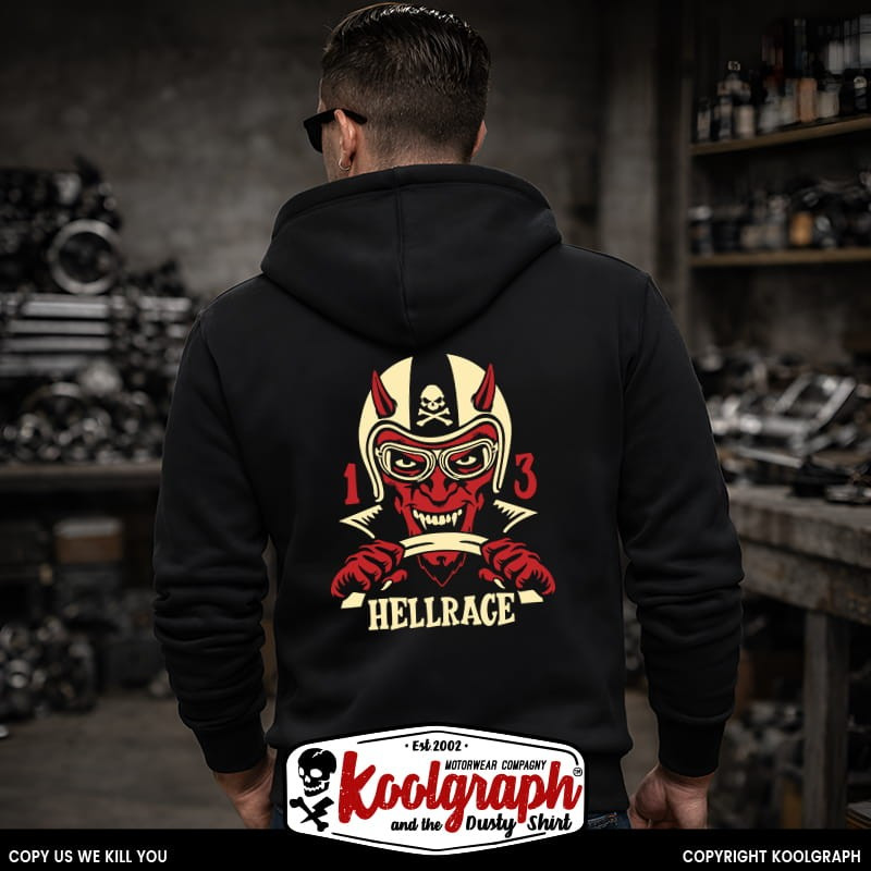 une veste capuche zippée koolgraph kustom kulture rockabilly cafe race legend hell race devil 666