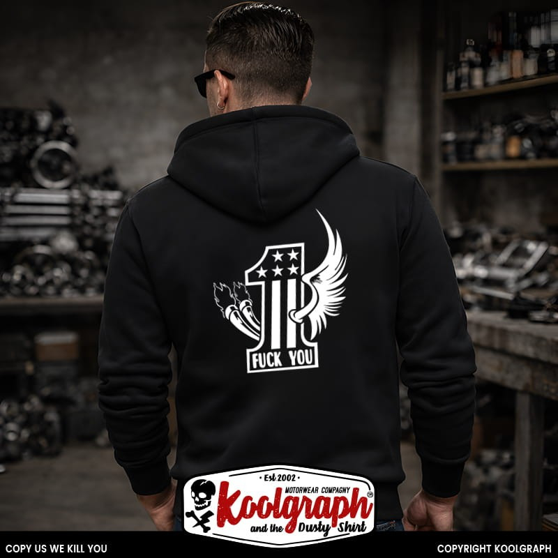 une veste capuche zippée koolgraph kustom kulture rockabilly cafe race hot KUSTOM ONE FUCK YOU