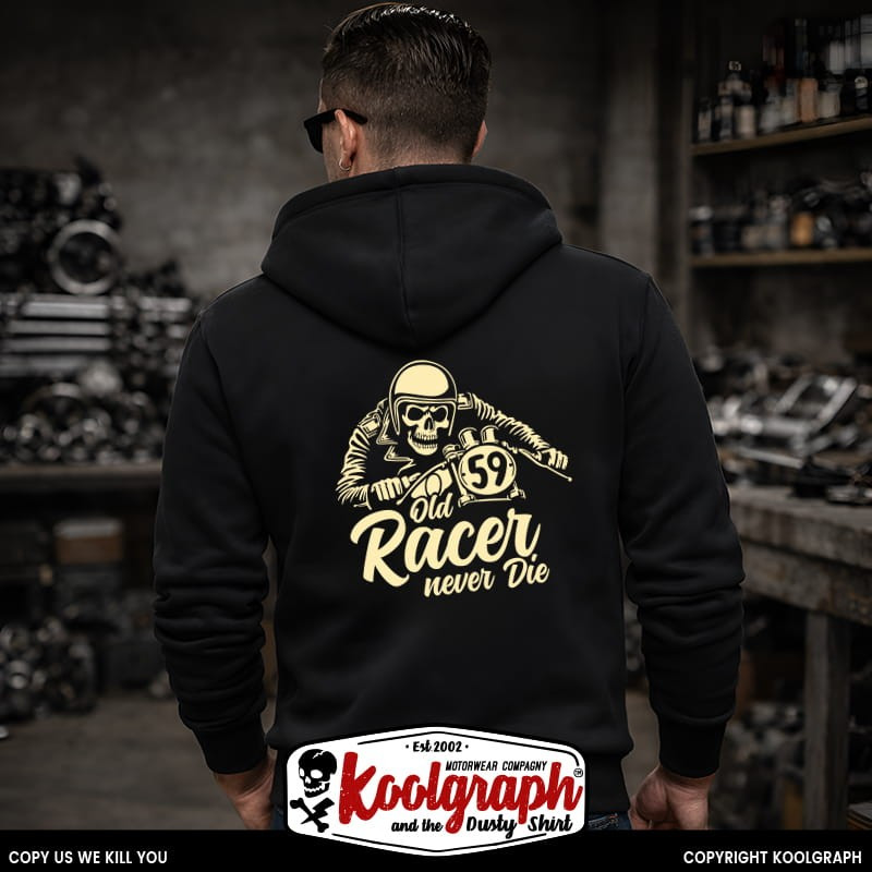 une veste capuche zippée koolgraph kustom kulture rockabilly cafe race hot rod OLD RACER MOTORCYCLE
