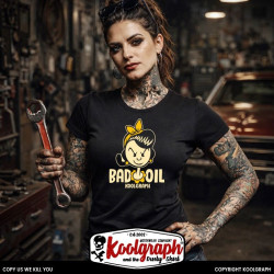 kustom kulture rockabilly tshirt femme koolgraph  Lucky Kat Olive Bad Oil