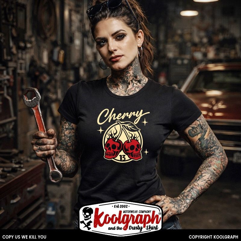 kustom kulture rockabilly tshirt femme koolgraph  cherry lucky dice skull