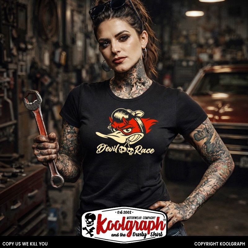 kustom kulture rockabilly tshirt femme koolgraph woody girl racer devil 666