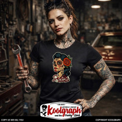 kustom kulture rockabilly tshirt femme koolgraph pin up devil diablesse santa muerte
