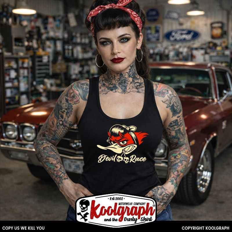 debardeur kustom kulture rockabilly tshirt femme koolgraph woody girl racer