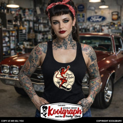 débardeur kustom kulture rockabilly tshirt femme koolgraph old school skull Born Bad devil rodeo pinup