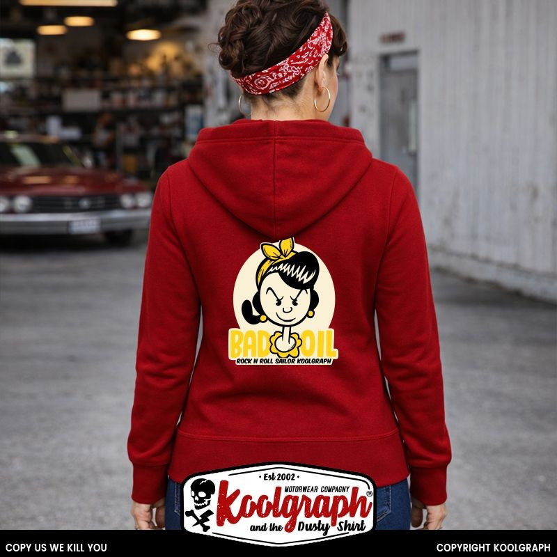 une veste capuche kustom kulture rockabilly tshirt femme koolgraph  Lucky Olive Bad Oil