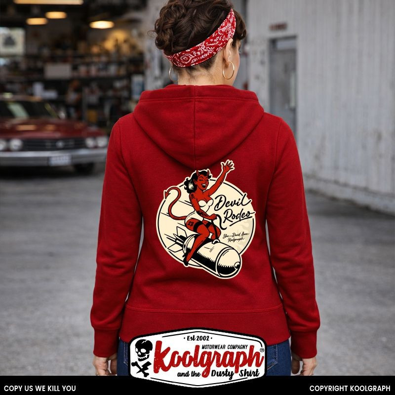 Veste Capuche kustom kulture rockabilly tshirt femme koolgraph old school skull Born Bad devil pinup rodeo