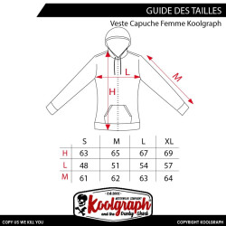 Veste Capuche zippée pin-up santa muerte caterina Rockabilly et kustom kulture koolgraph