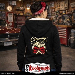 une veste capuche  sherpa kustom kulture rockabilly tshirt femme koolgraph  cherry skull