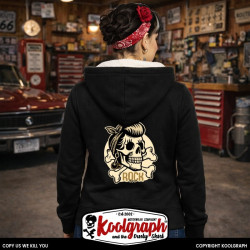 une veste capuche  sherpa kustom kulture rockabilly tshirt femme koolgraph  cherry skull pinup