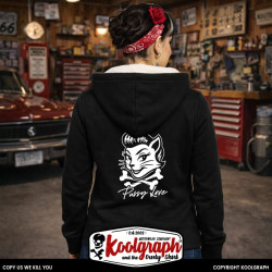 une veste capuche  sherpa kustom kulture rockabilly tshirt femme koolgraph  cherry skull pinup