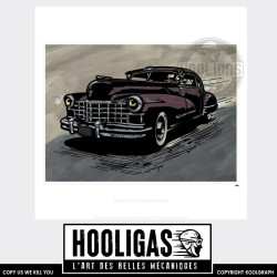 hooligas 455 reproductions signées art automobile moto artiste Cadillac club coupe série 62 - Affiche art