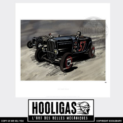 Hot Rod Race  hooligas 455 reproductions signées art automobile moto artiste  Affiche art