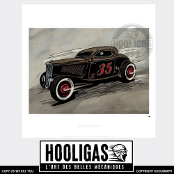 Hot Rod Bonneville hooligas 455 reproductions signées art automobile moto artiste  Affiche art