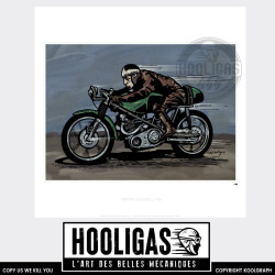 Norton Dunstall 750 hooligas 455 reproductions signées art automobile moto artiste  Affiche art