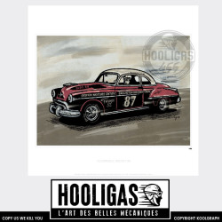 Oldsmobile Rocket 88 hooligas 455 reproductions signées art automobile moto artiste  Affiche art