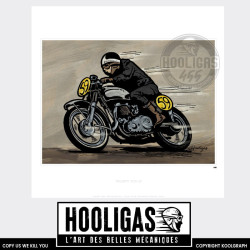 Ton-up Triumph Café Racer hooligas 455 reproductions signées art automobile moto artiste  Affiche art