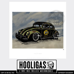 Rats Cox Mooneyes hooligas 455 reproductions signées art automobile moto artiste  Affiche art