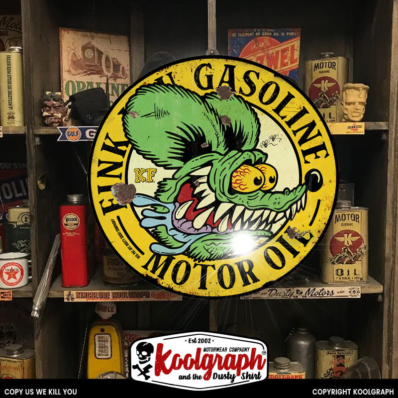 plaque publicitaire metal retro vintage decoration Rat Fink Gasoline