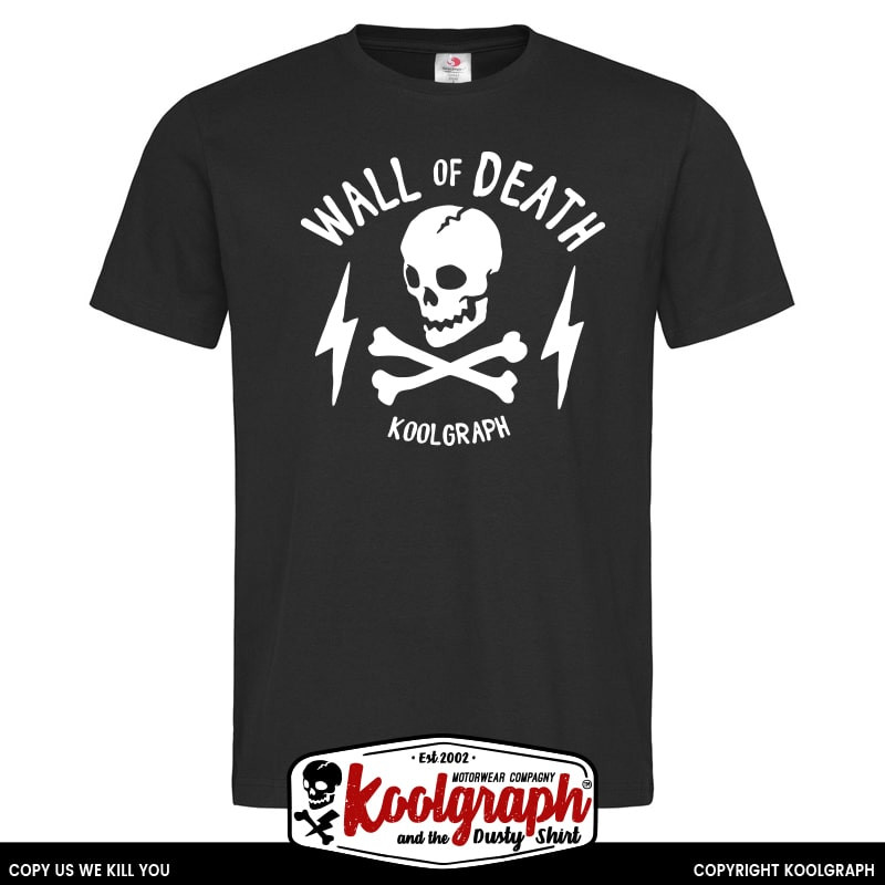 tshirt koolgraph kustom kulture rockabilly cafe race hot rod skull wall of death