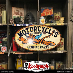 plaque publicitaire metal retro vintage decoration Tiger Motorcycles
