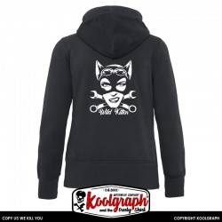 une veste capuche kustom kulture rockabilly tshirt femme koolgraph  Lucky Kat wild kitten