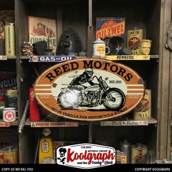 plaque publicitaire metal retro vintage decoration Reed Motors Harley shovel panhead knuckelhead