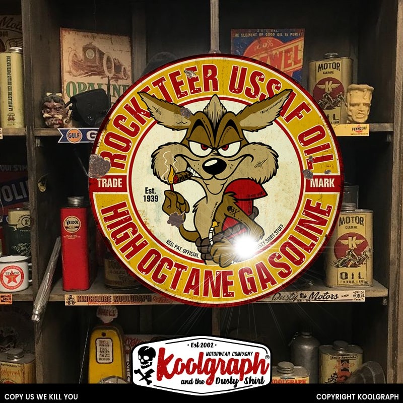 plaque publicitaire metal retro vintage decoration Coyote Rocketeer