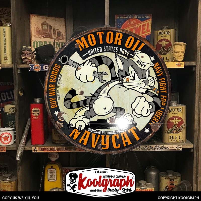 plaque publicitaire metal retro vintage decoration Navy Cat