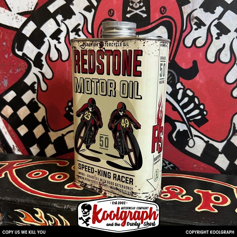 Bidon Vintage Huile retro decoration Redstone Motorcycles racer