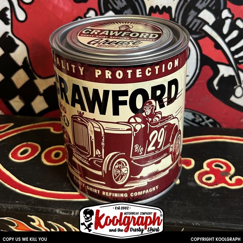 bidon vintage pot graisse kustom kulture koolgraph Hot Rod Crawford