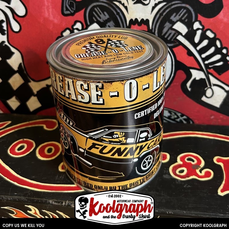 bidon vintage pot graisse kustom kulture koolgraph Grease O Lene