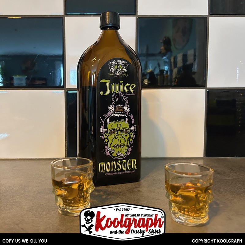 Bouteille Aperitif Contrebande  shrunken Juice tete coupe jungle tiki Bouteille apothicaire frankensein