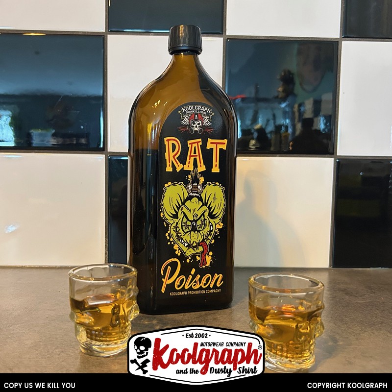 Bouteille Aperitif Contrebande  shrunken Juice tete coupe jungle tiki Bouteille apothicaire rat fink