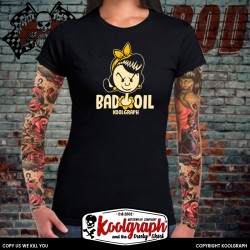 kustom kulture rockabilly tshirt femme koolgraph  Lucky Kat Olive Bad Oil